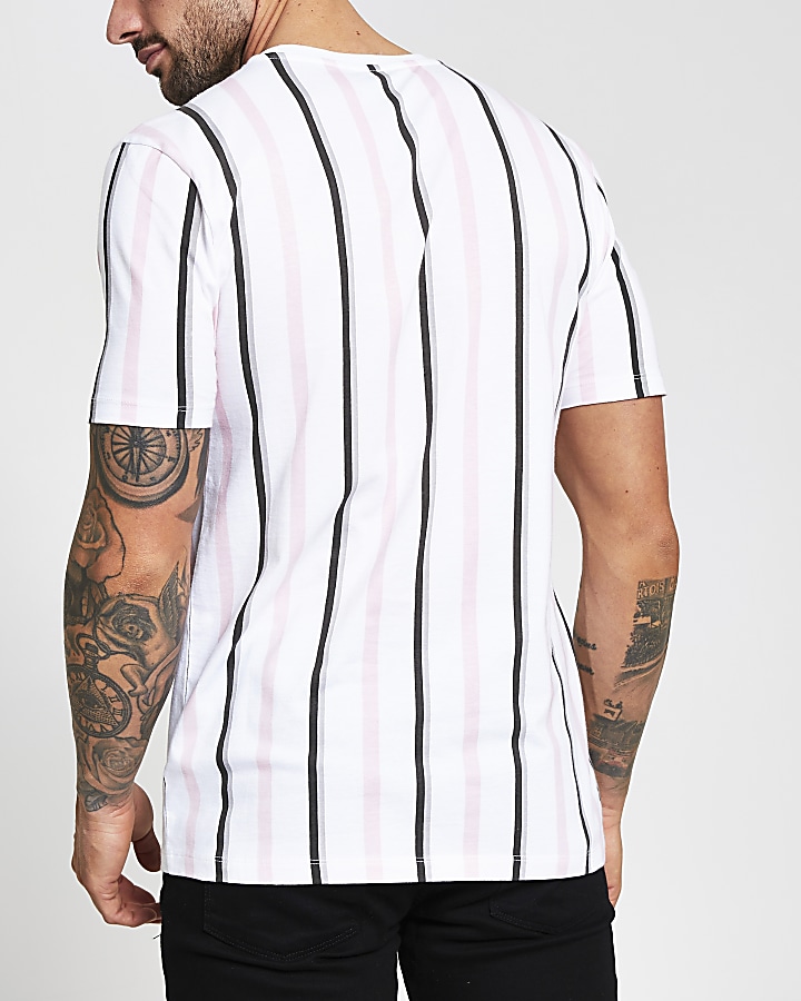 White short sleeve 'Tokyo' stripe t-shirt