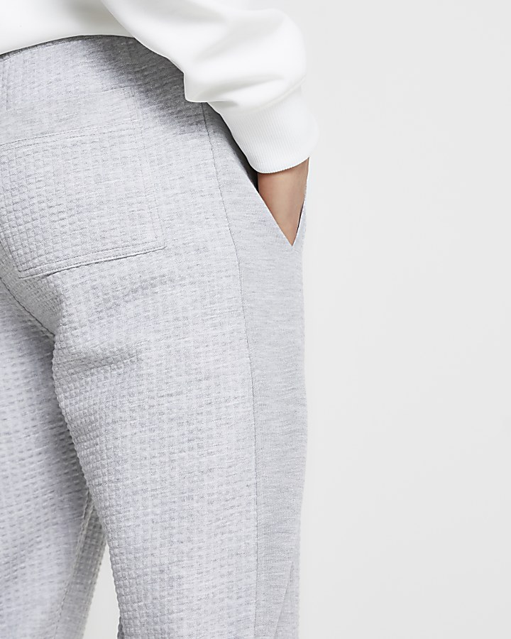 Grey quilted slim fit joggers
