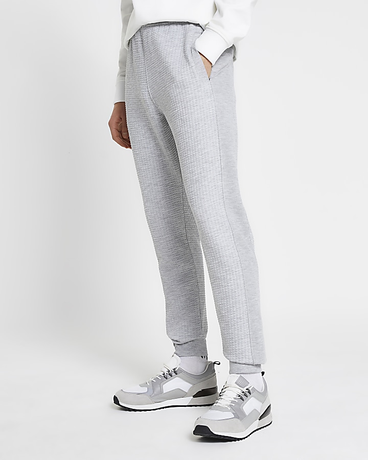 Grey quilted slim fit joggers