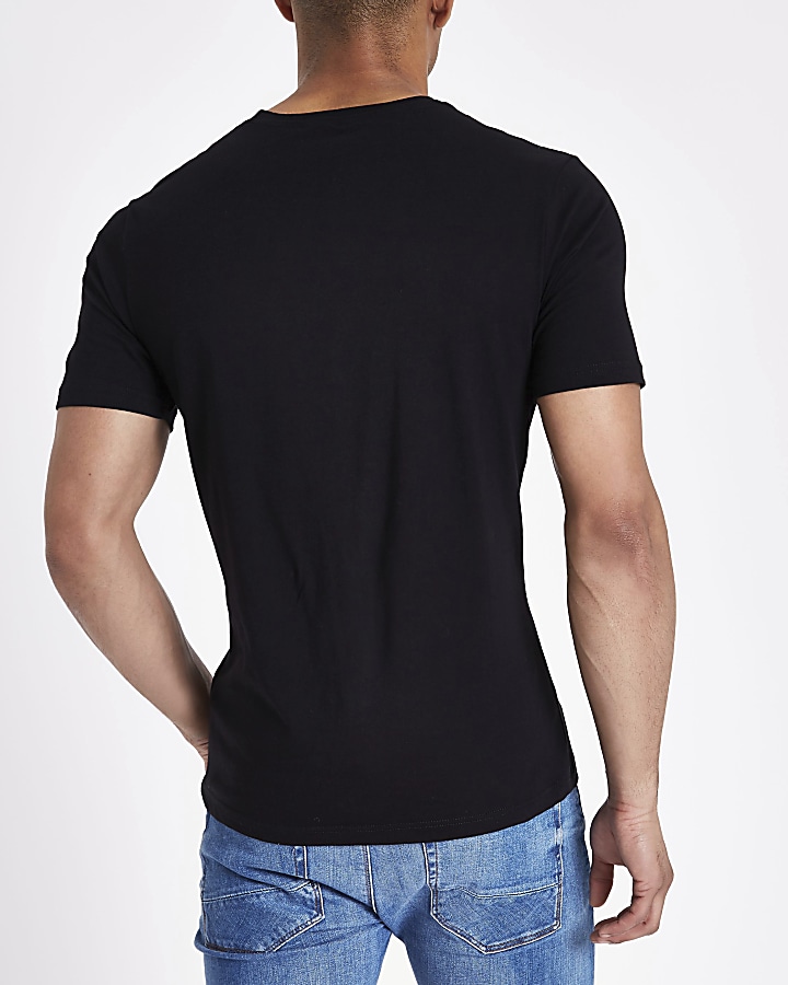 Black multipack of 5 slim fit tshirts River Island