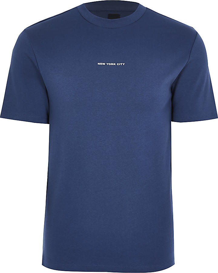 Blue 'New York City' regular fit t-shirt