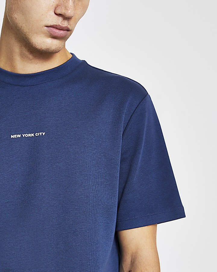 Blue 'New York City' regular fit t-shirt