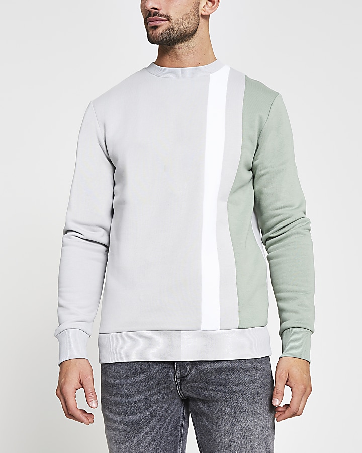Stone slim fit long sleeve sweatshirt