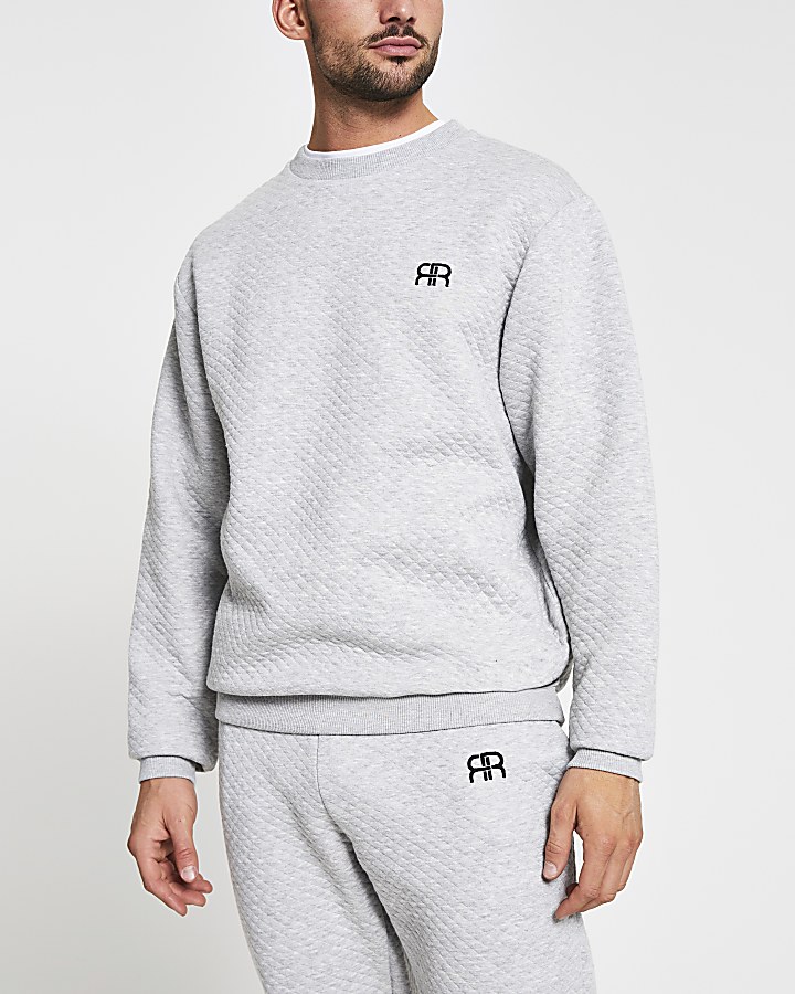 Grey RR quilted loungewear sweatshirt