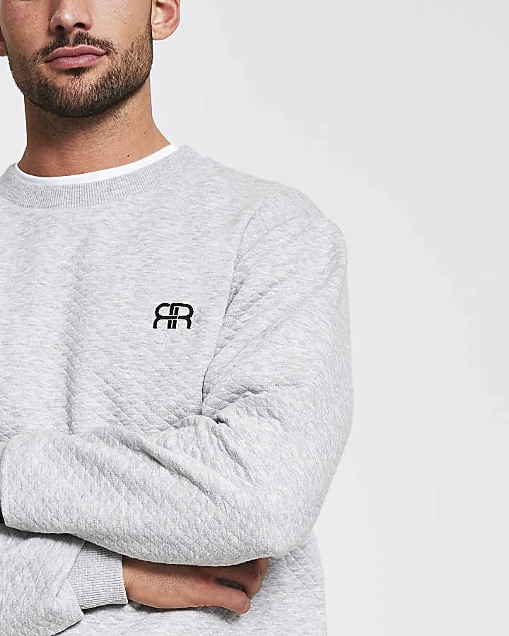Grey RR quilted loungewear sweatshirt