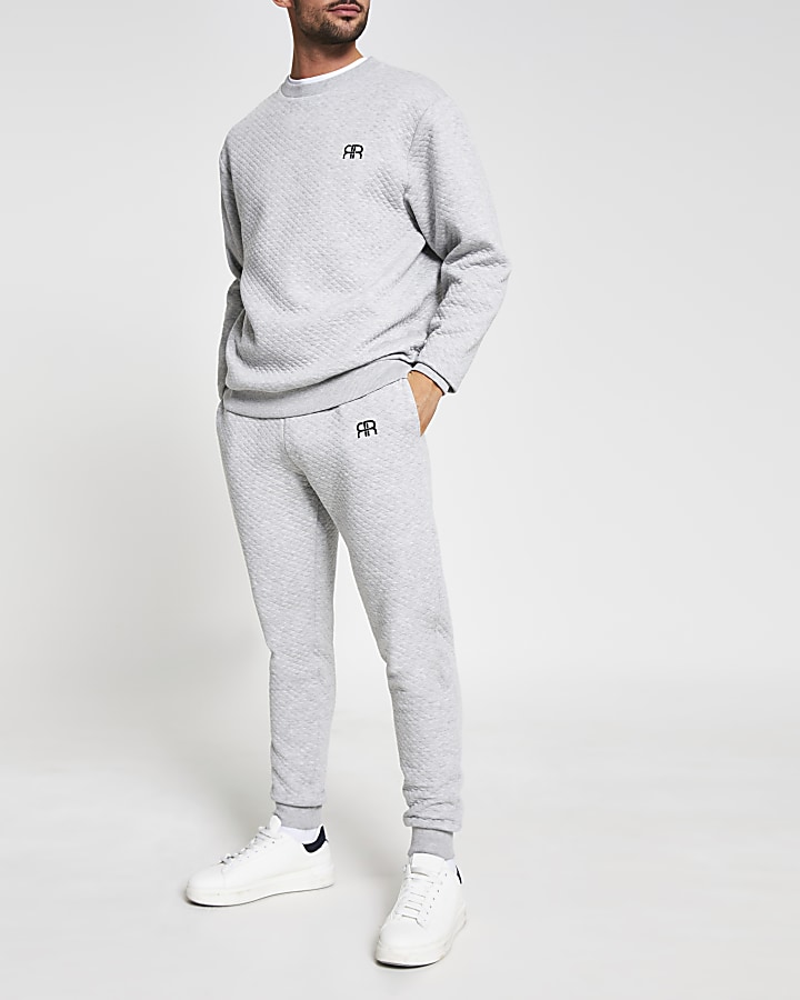 Grey RR quilted loungewear joggers