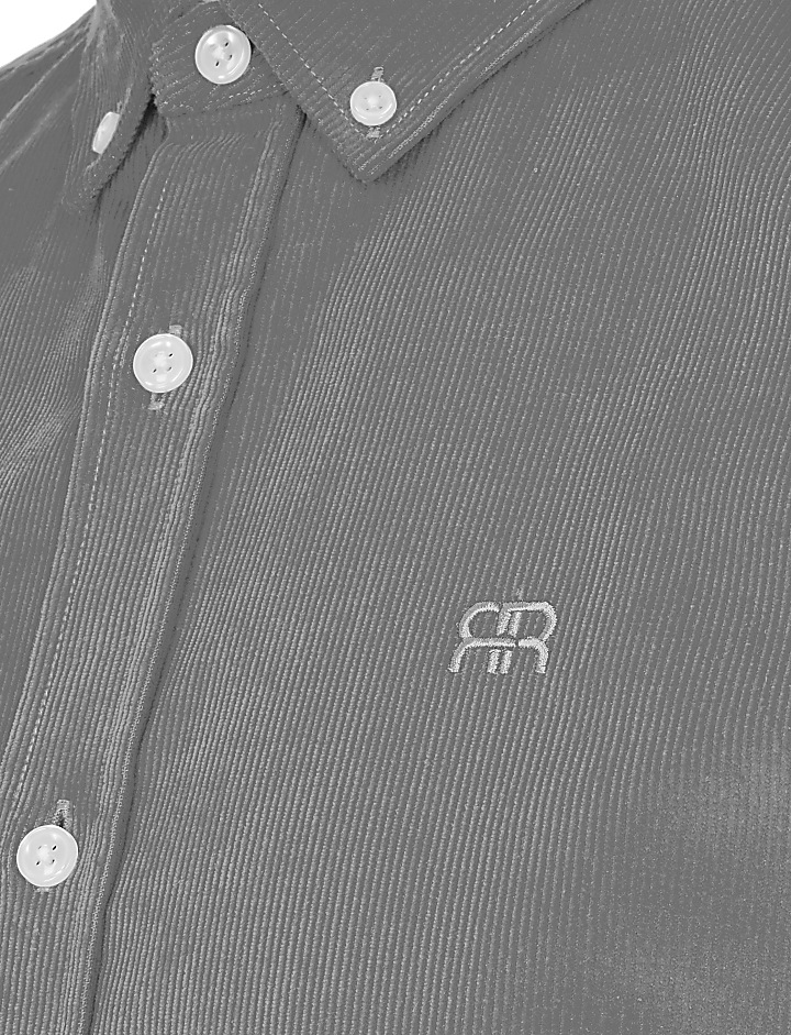 Grey long sleeve slim fit cord shirt