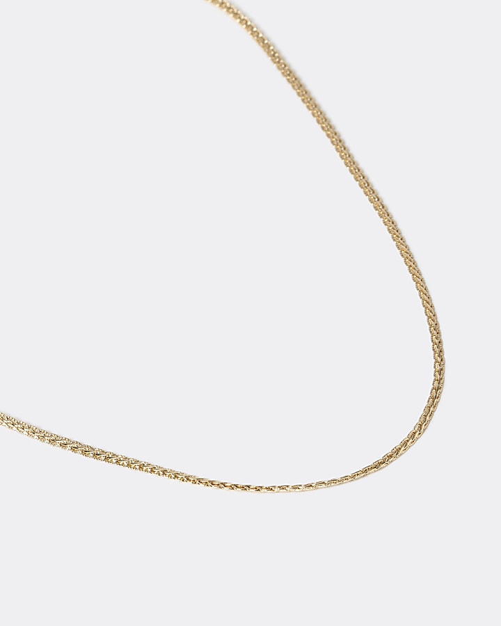 Gold colour flat chain necklace