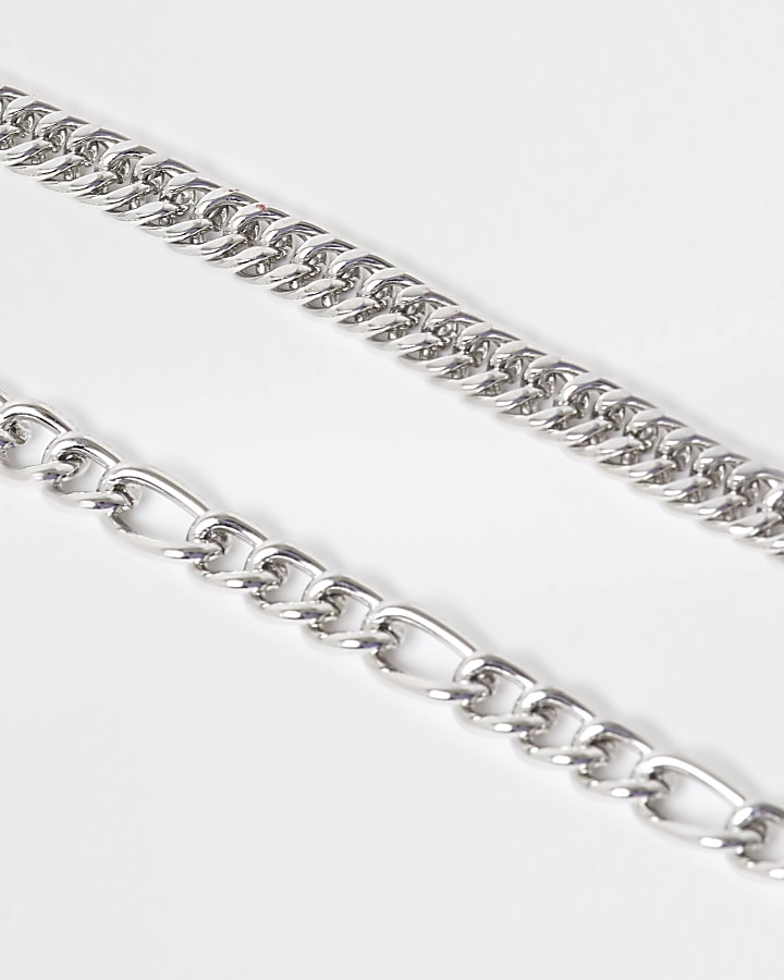 Silver mixed chain necklace