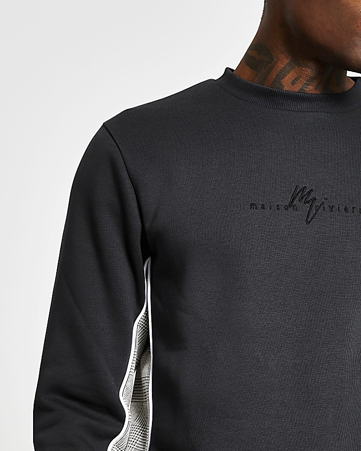 Maison Riviera grey side check sweatshirt