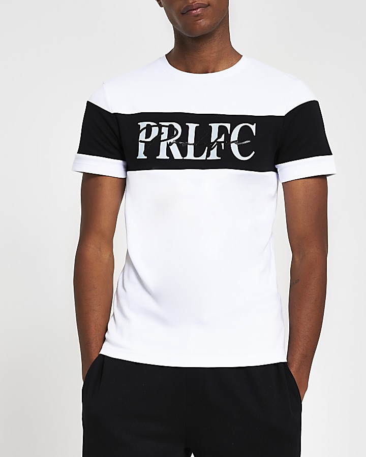 Prolific white muscle fit blocked T-shirt