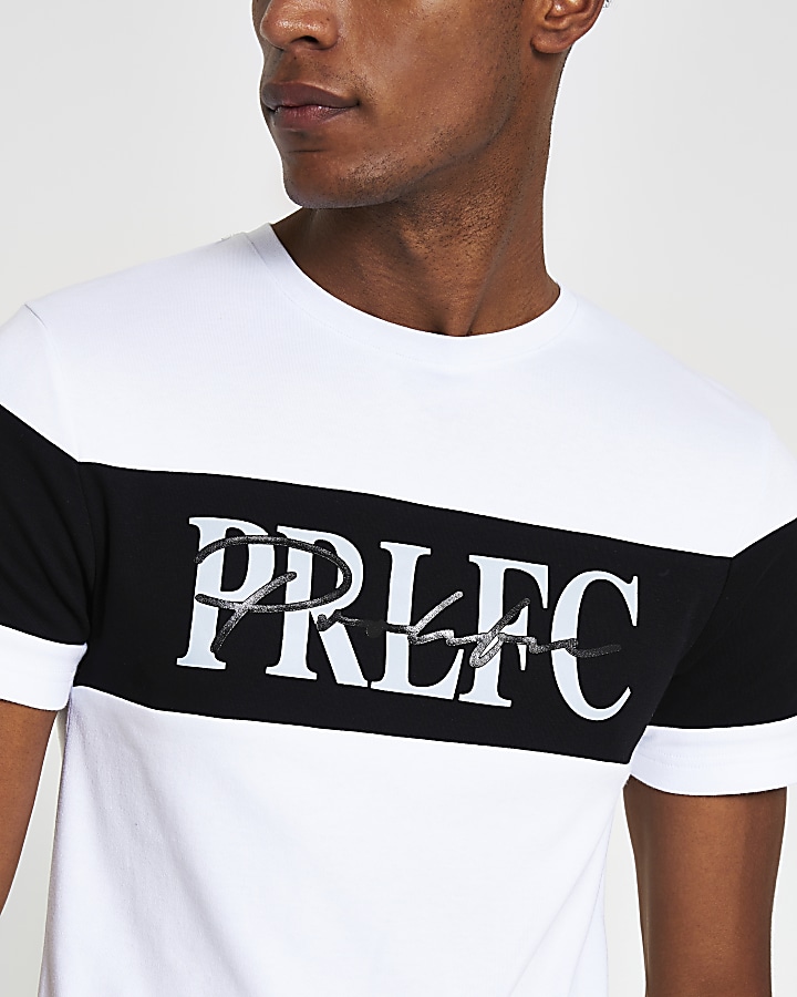 Prolific white muscle fit blocked T-shirt