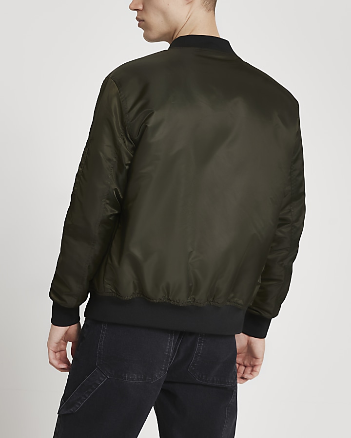 Khaki hooded bomber jacket