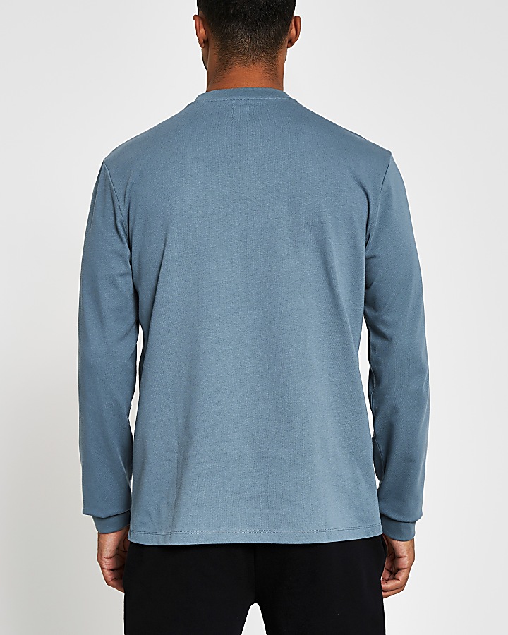 Blue regular fit long sleeve t-shirt