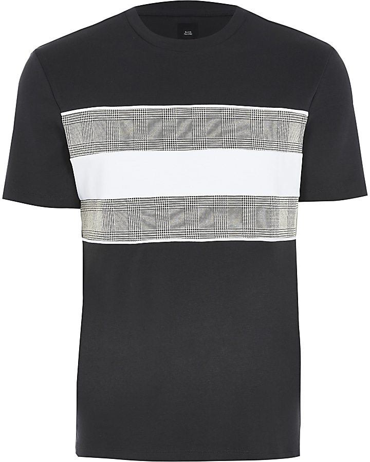 Maison Riviera grey slim check print t-shirt