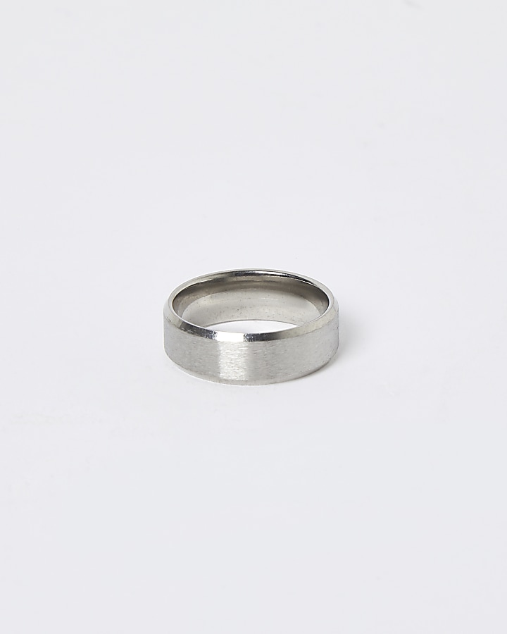 Silver brushed stainless steel ring