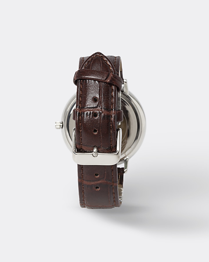 Brown leather strap watch