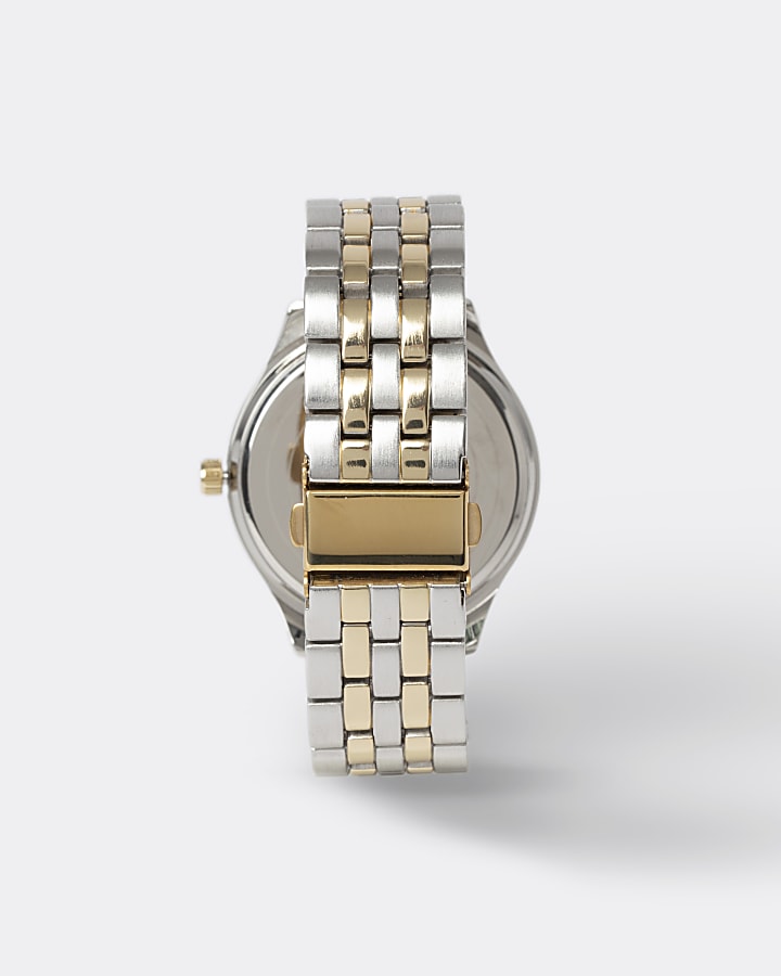 Gold & silver colour link strap watch