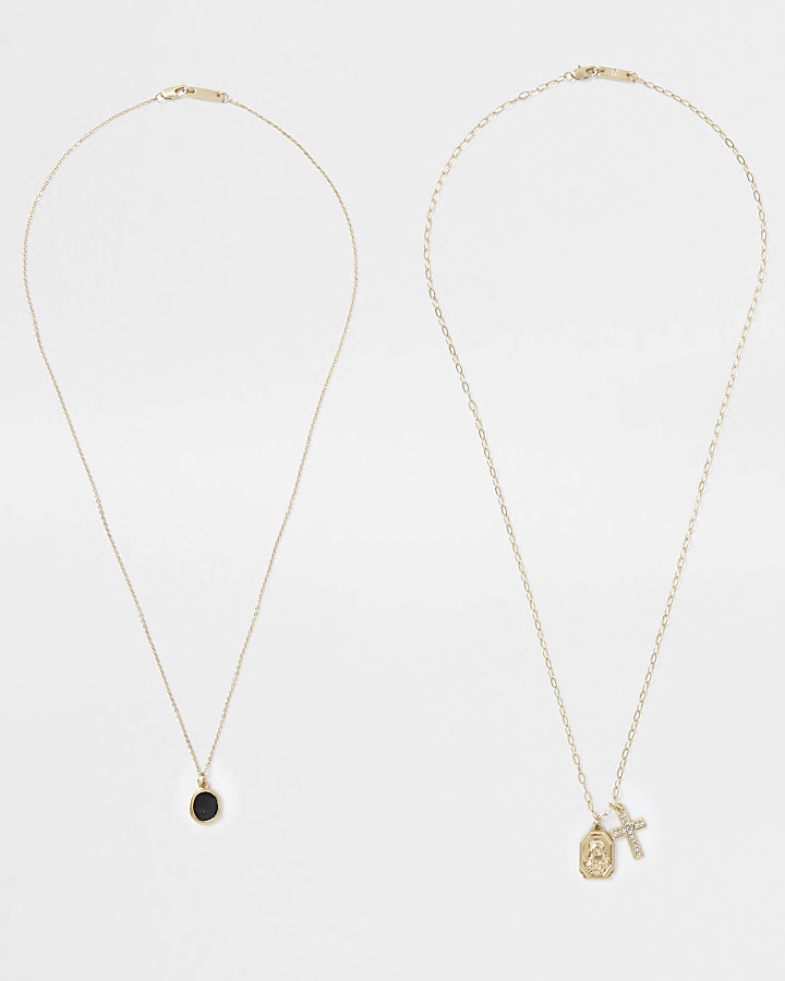 Gold cluster necklaces 2 pack