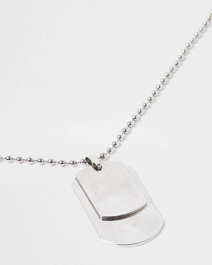 Silver dog tag necklace
