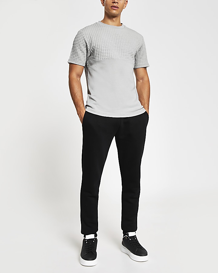 Maison Riviera grey quilted slim fit T-shirt
