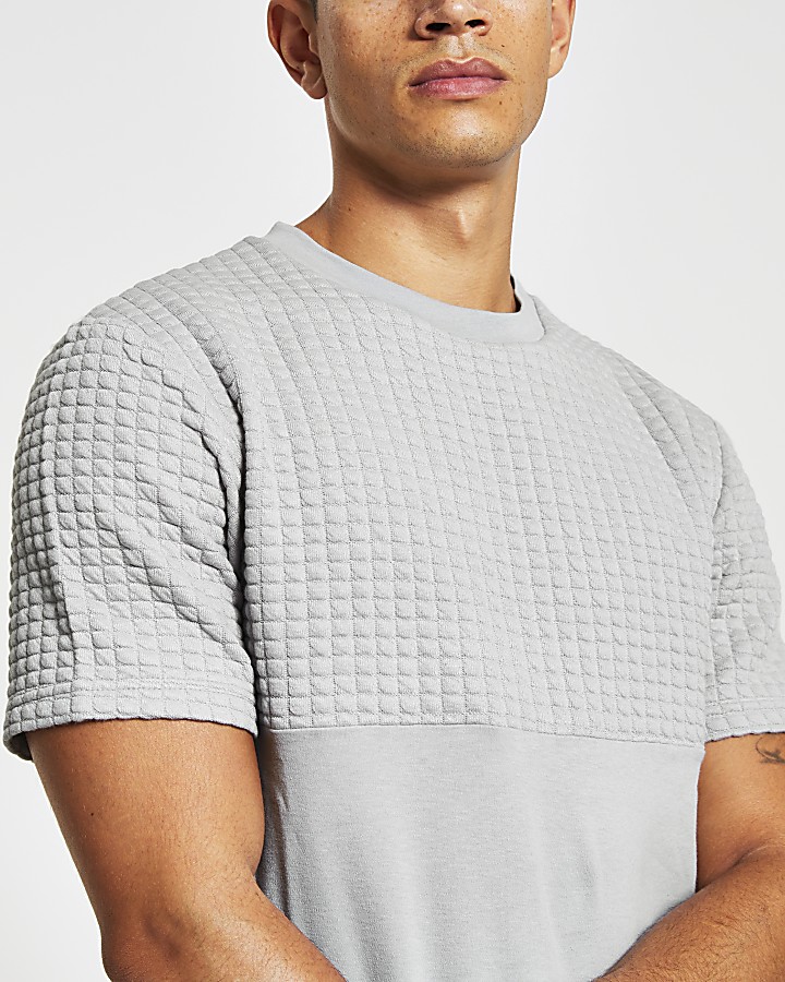 Maison Riviera grey quilted slim fit T-shirt