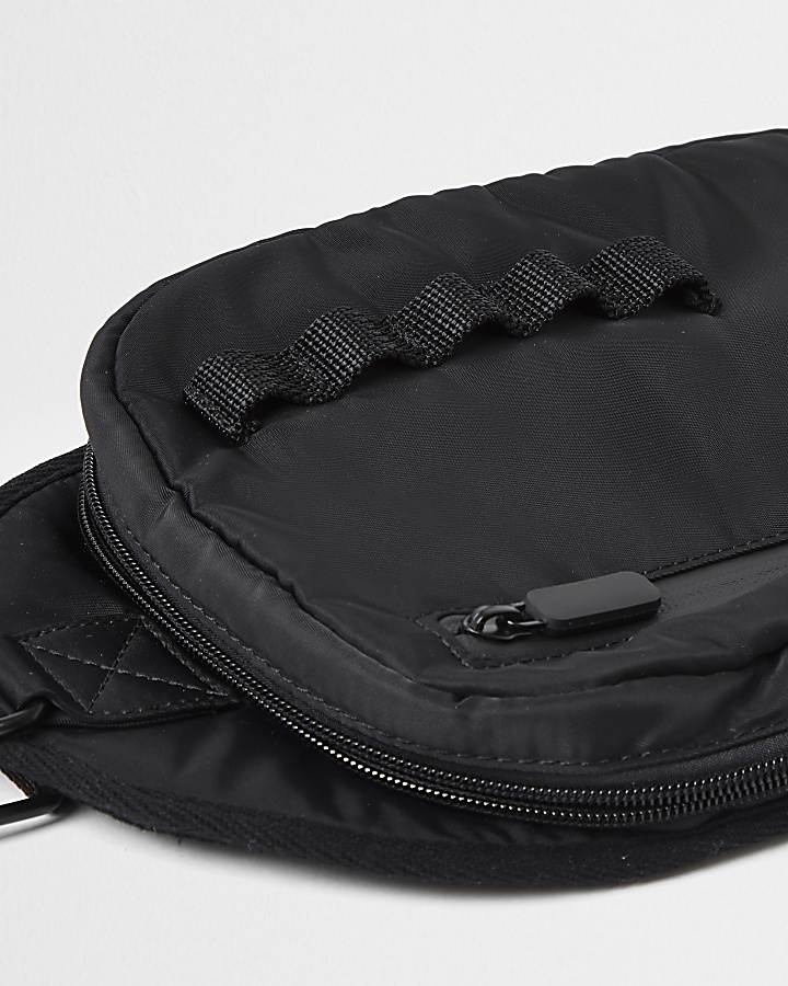 Black nylon sling cross body bag