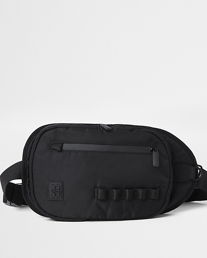 Black nylon sling cross body bag