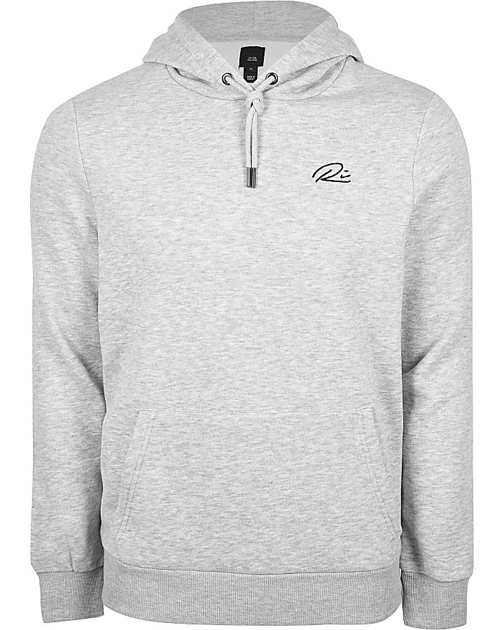 Grey RI print hoodie