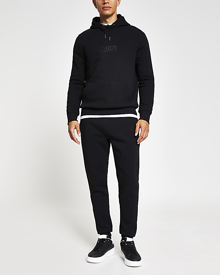 Black RVR slim fit hoodie