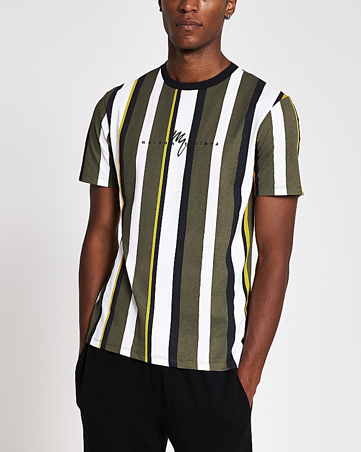 Maison Riviera green stripe slim fit t-shirt