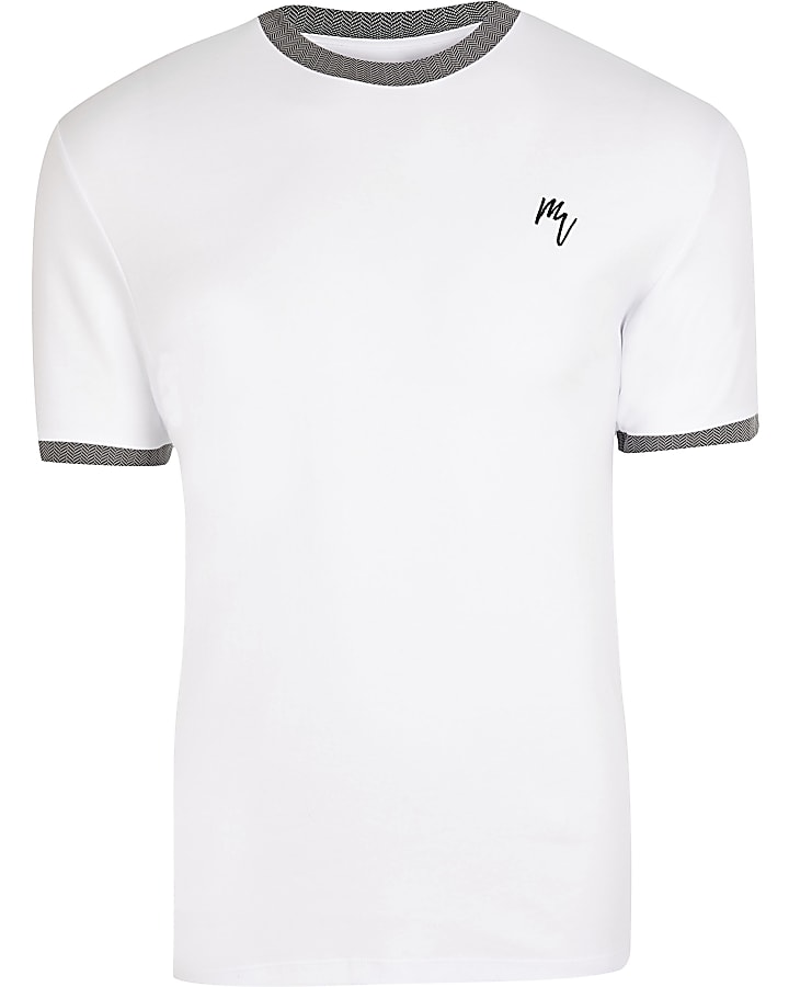Maison Riviera white slim fit ringer T-shirt