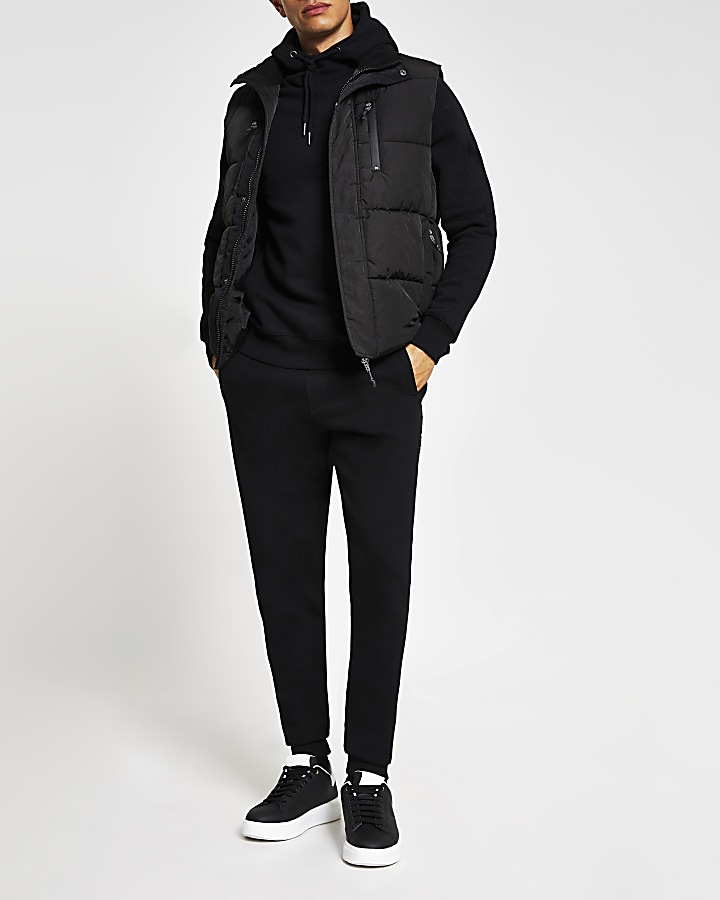 Maison Riviera black slim fit embossed hoodie