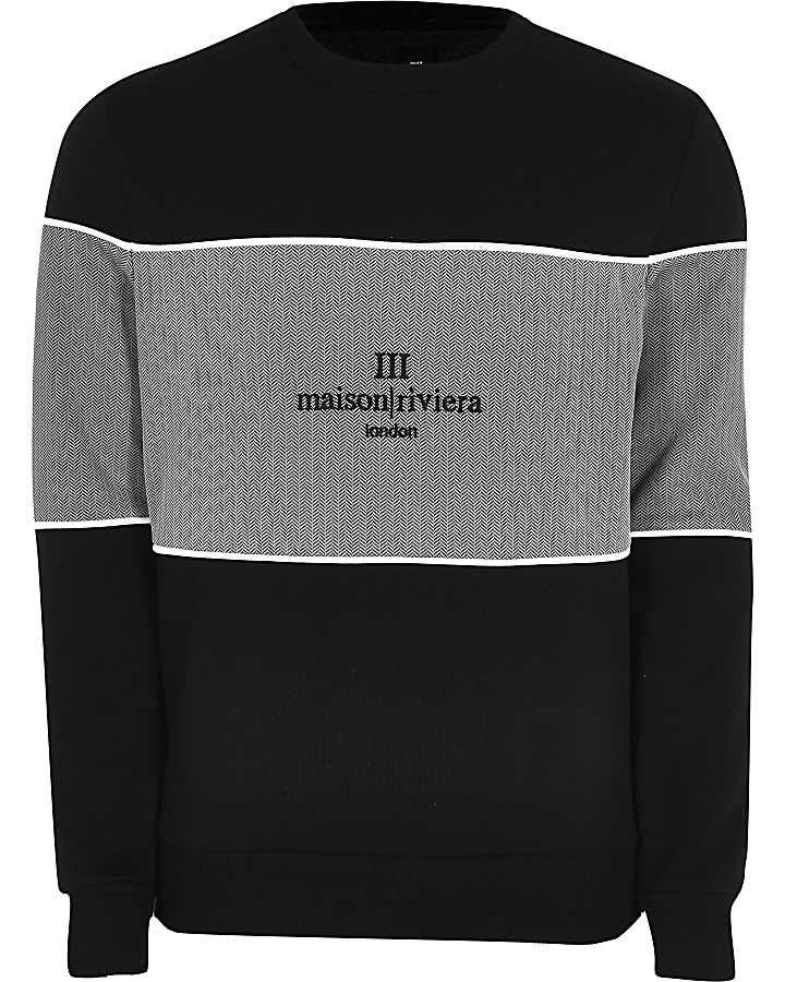 Maison Riviera black blocked slim sweatshirt