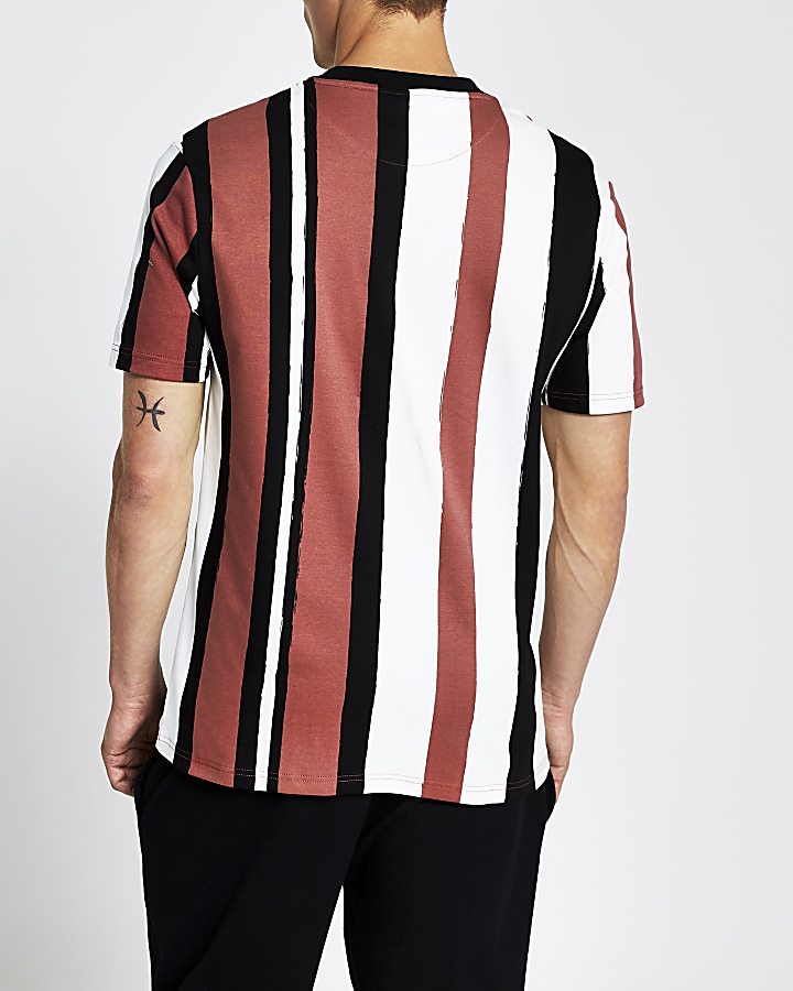 Red slim fit stripe t-shirt