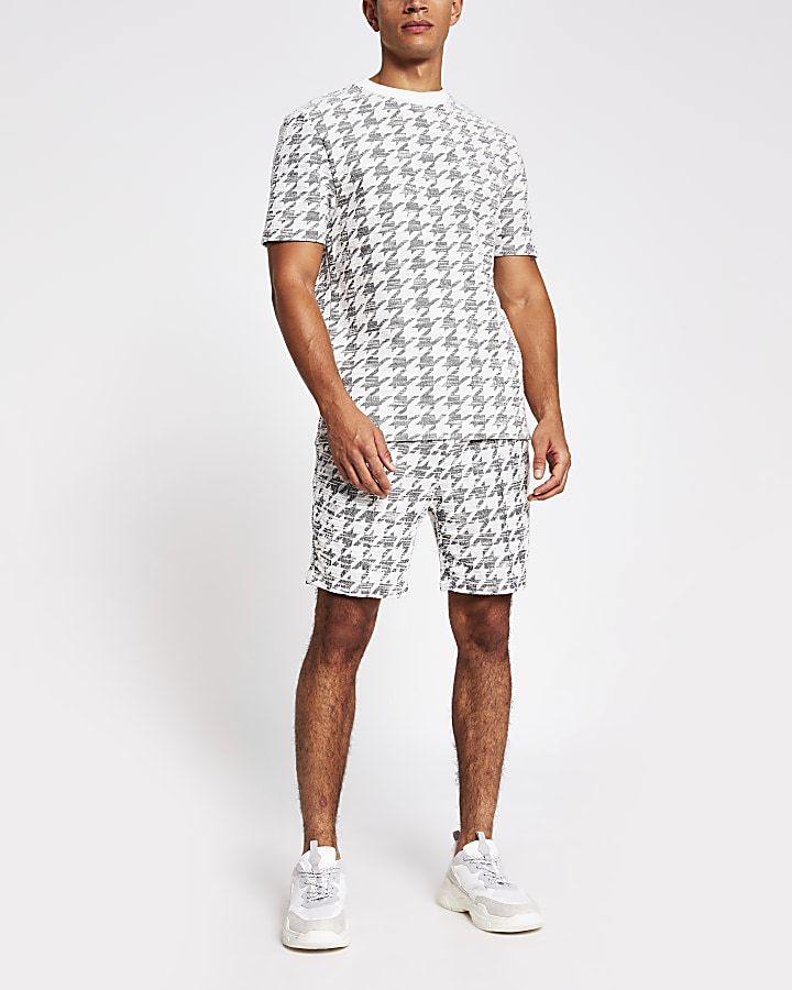Maison Riviera slim fit dogtooth check shorts