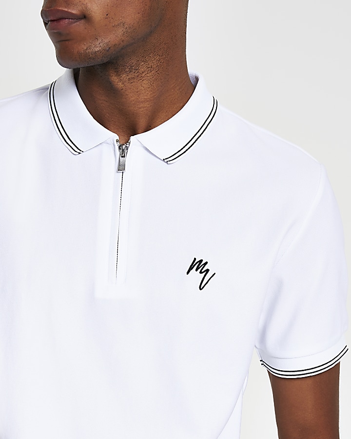 Maison Riviera white short sleeve polo shirt