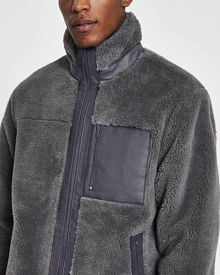 Grey borg funnel neck jacket