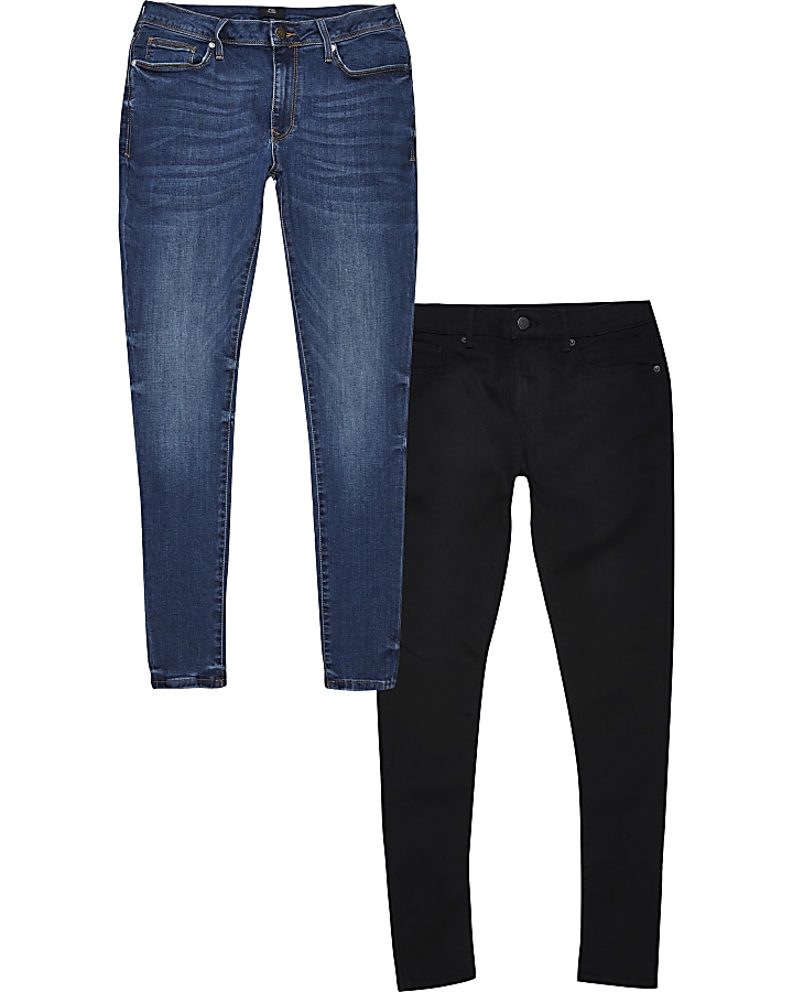 Black and blue spray on skinny jeans 2 pack
