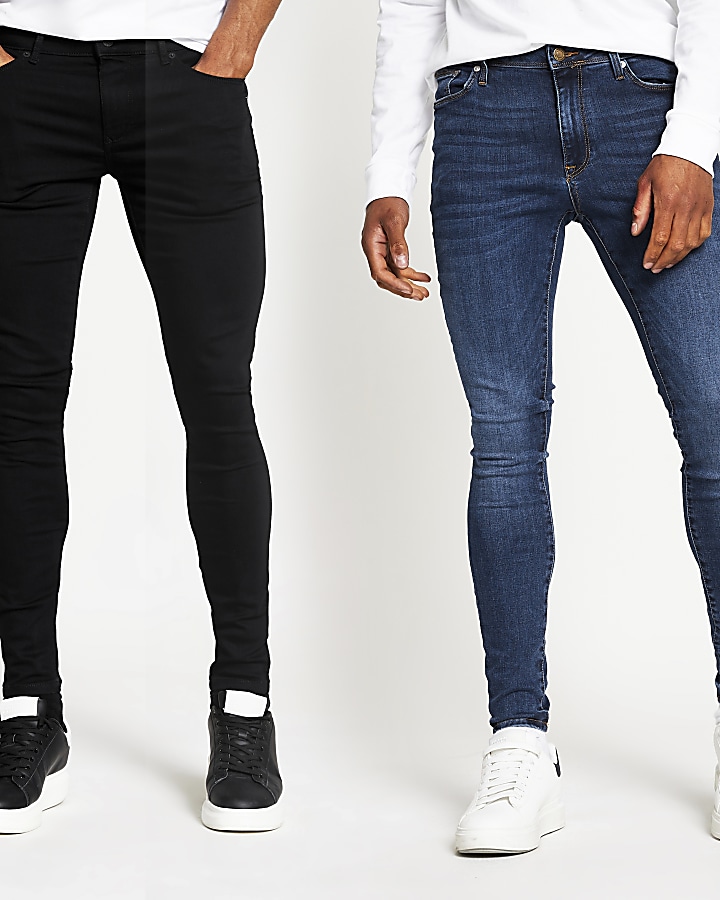 Black and blue spray on skinny jeans 2 pack