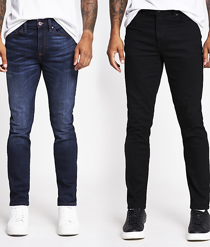 Black and blue Dylan slim denim jeans 2 pack
