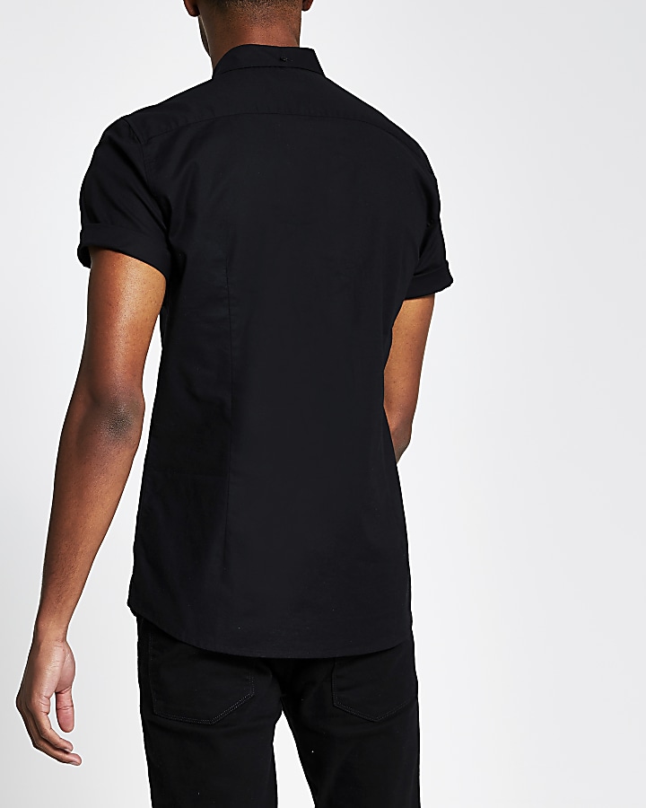 Maison Riviera black slim short sleeve shirt