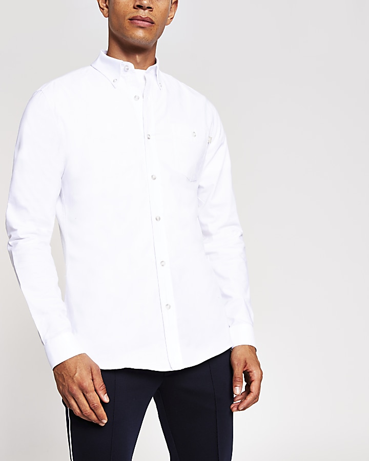 Maison Riviera white slim fit oxford shirt