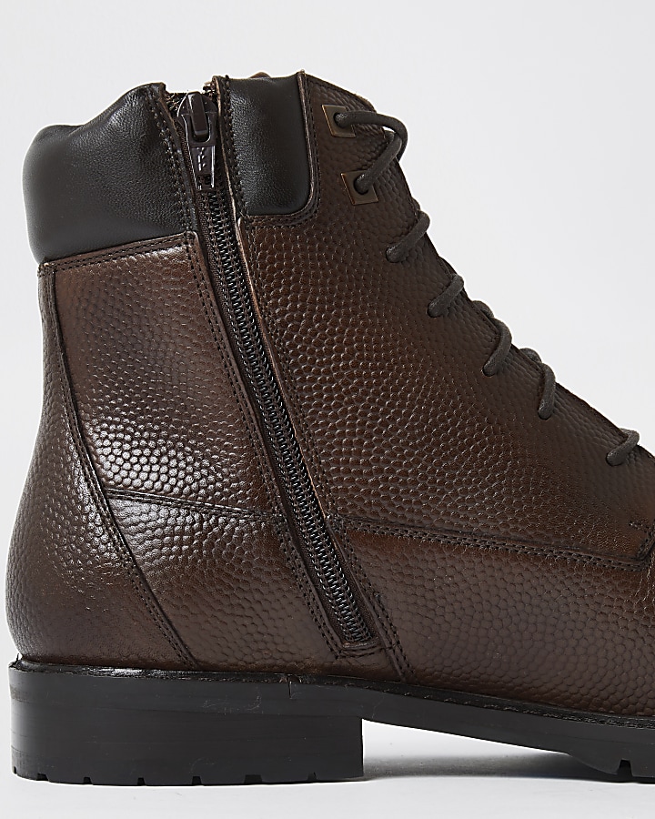 Brown tumbled leather boots