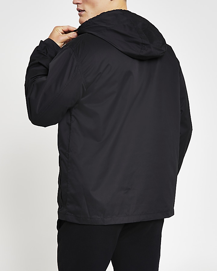 Black hooded parka jacket