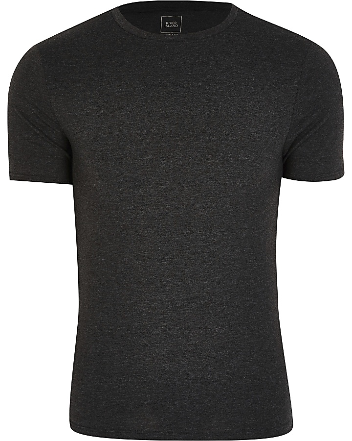 Grey muscle fit short sleeve t-shirt