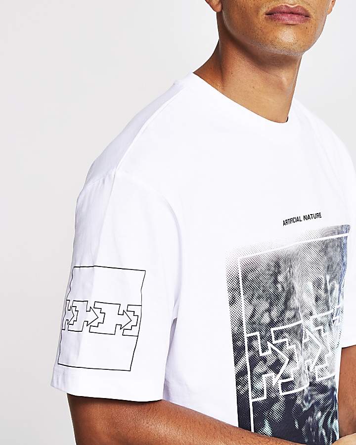 White printed boxy fit T-shirt