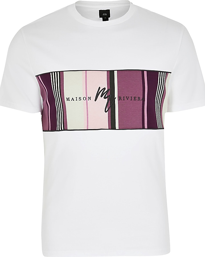 Maison Riviera white block slim fit T-shirt