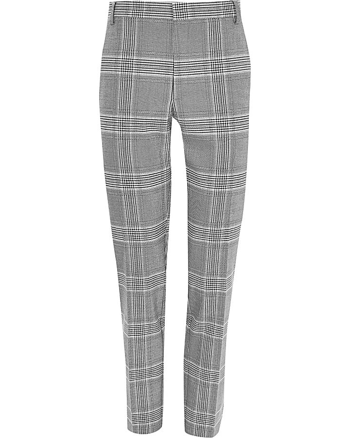 Grey check skinny fit trousers