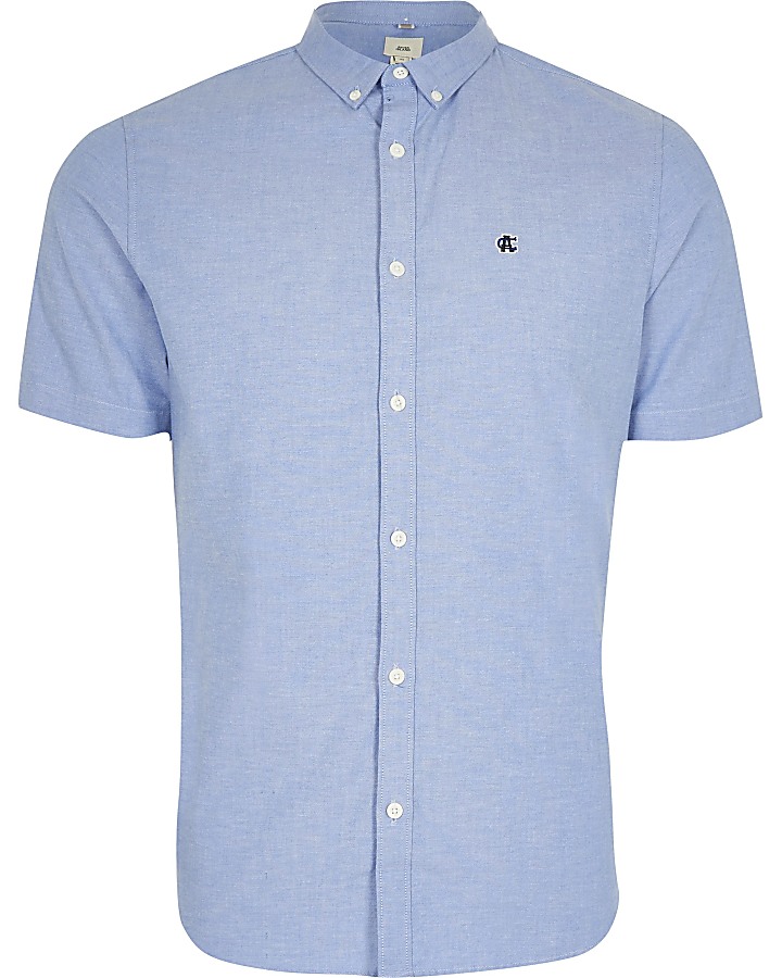 Blue short sleeve oxford shirt